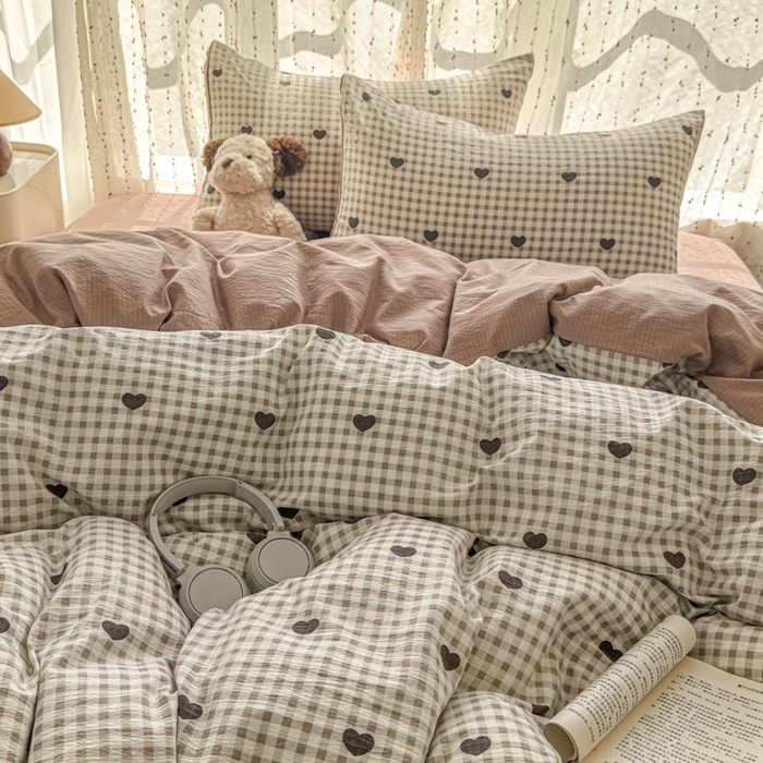 91家纺网 家纺一手货源 找家纺 艾特你 2025新款云感双层纱卡通萌趣四件套 遇见-心格