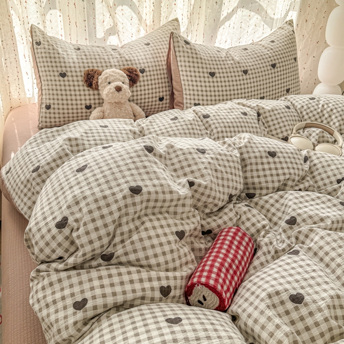 91家纺网 家纺一手货源 找家纺 艾特你 2025新款云感双层纱卡通萌趣四件套 遇见-心格