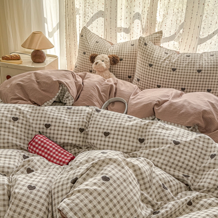 91家纺网 家纺一手货源 找家纺 艾特你 2025新款云感双层纱卡通萌趣四件套 遇见-心格