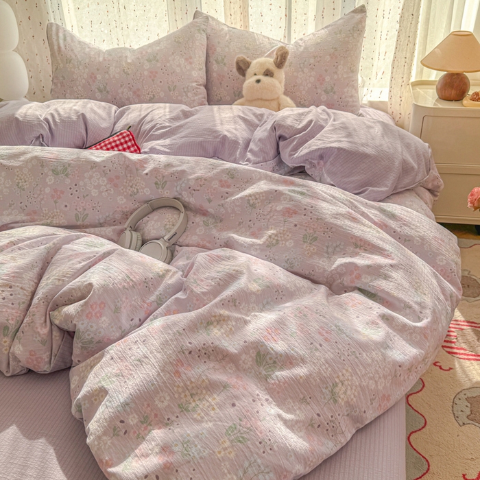 91家纺网 家纺一手货源 找家纺 （总）艾特你 2025新款云感双层纱卡通萌趣四件套宿舍三件套木棉柔感