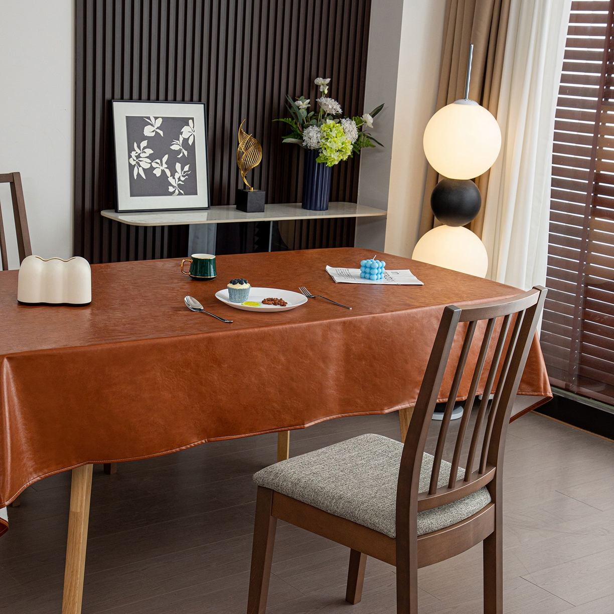 91家纺网 家纺一手货源 找家纺 沐沐家纺 2025新款油蜡皮桌布 橙色