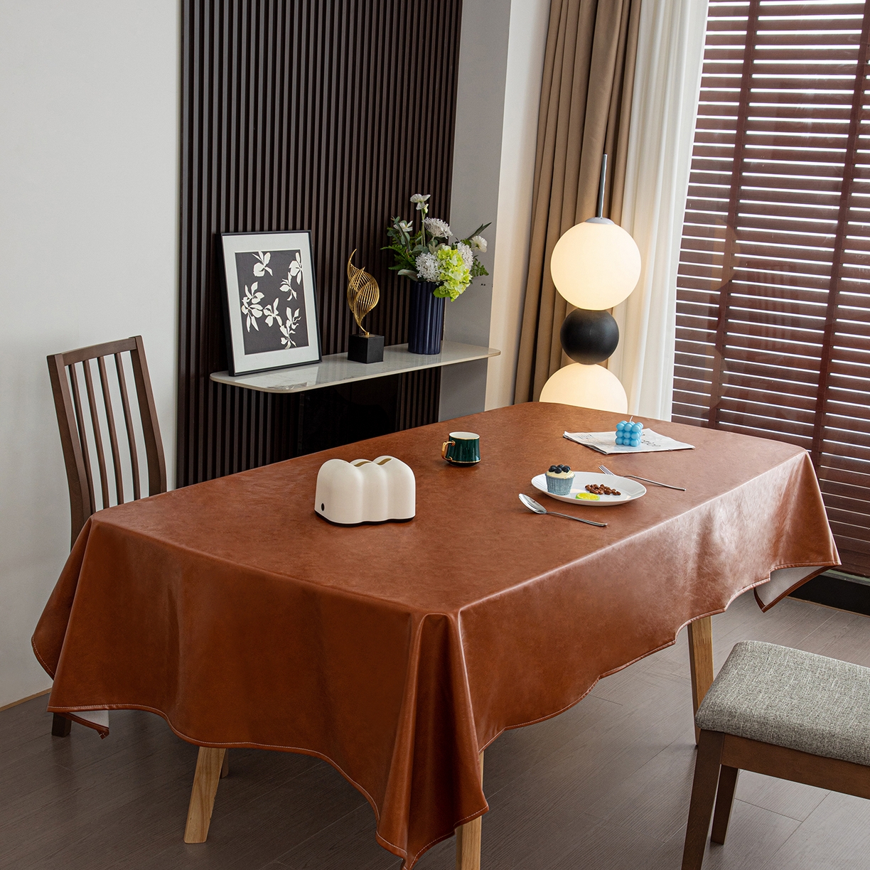 91家纺网 家纺一手货源 找家纺 沐沐家纺 2025新款油蜡皮桌布 橙色