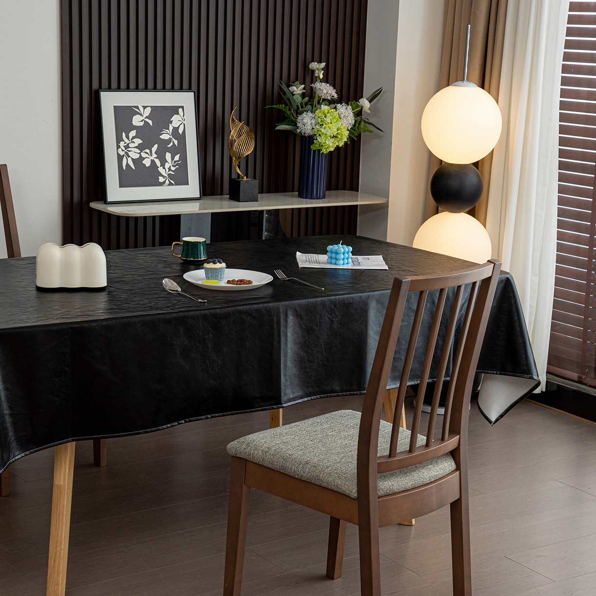 91家纺网 家纺一手货源 找家纺 沐沐家纺 2026新款油蜡皮桌布 黑色