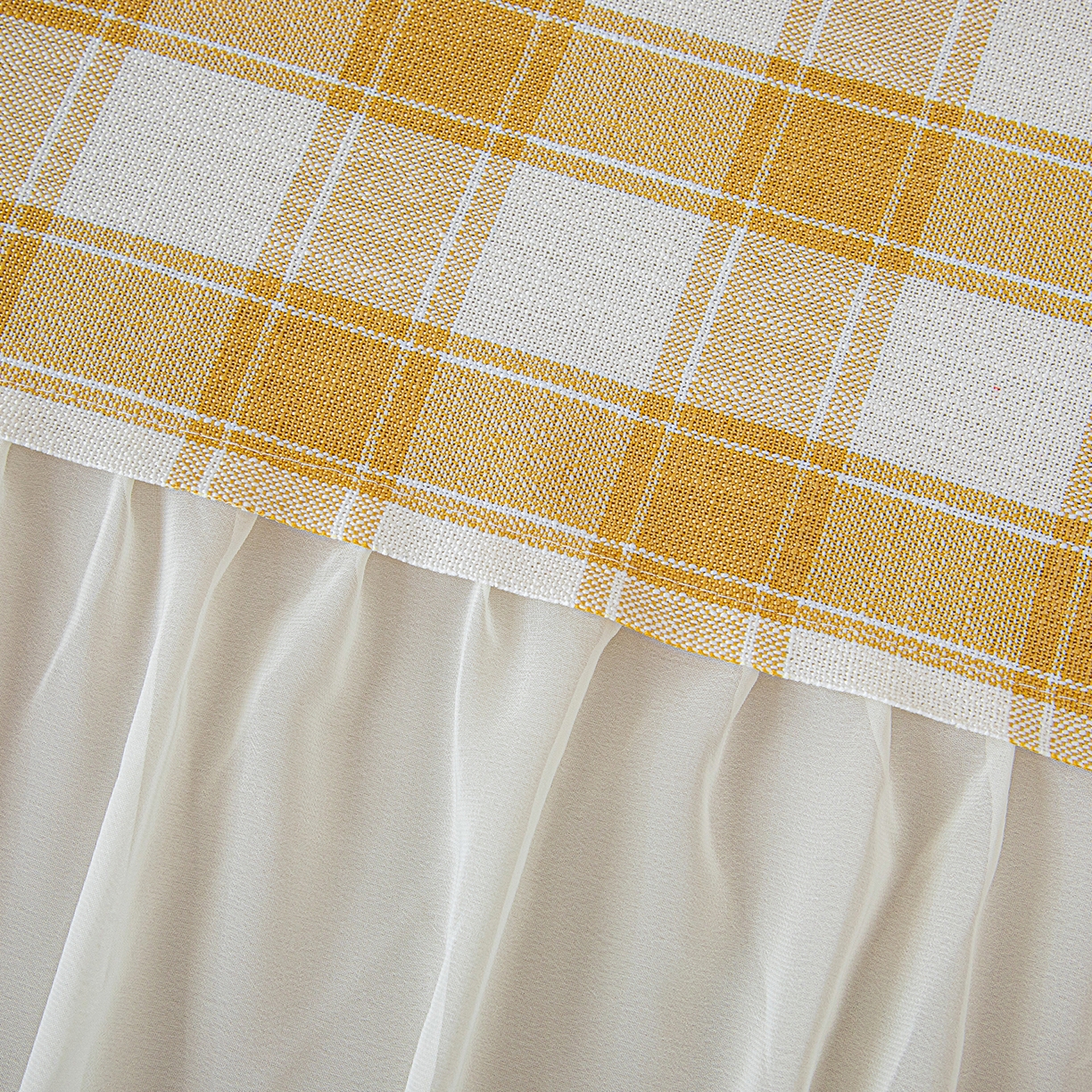 91家纺网 家纺一手货源 找家纺 沐沐家纺 2026新款棋格裙边沙发巾 黄棋格