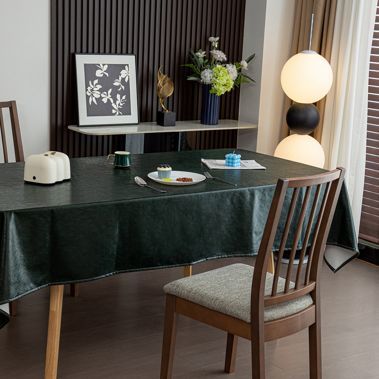 91家纺网 家纺一手货源 找家纺 沐沐家纺 2026新款油蜡皮桌布 墨绿