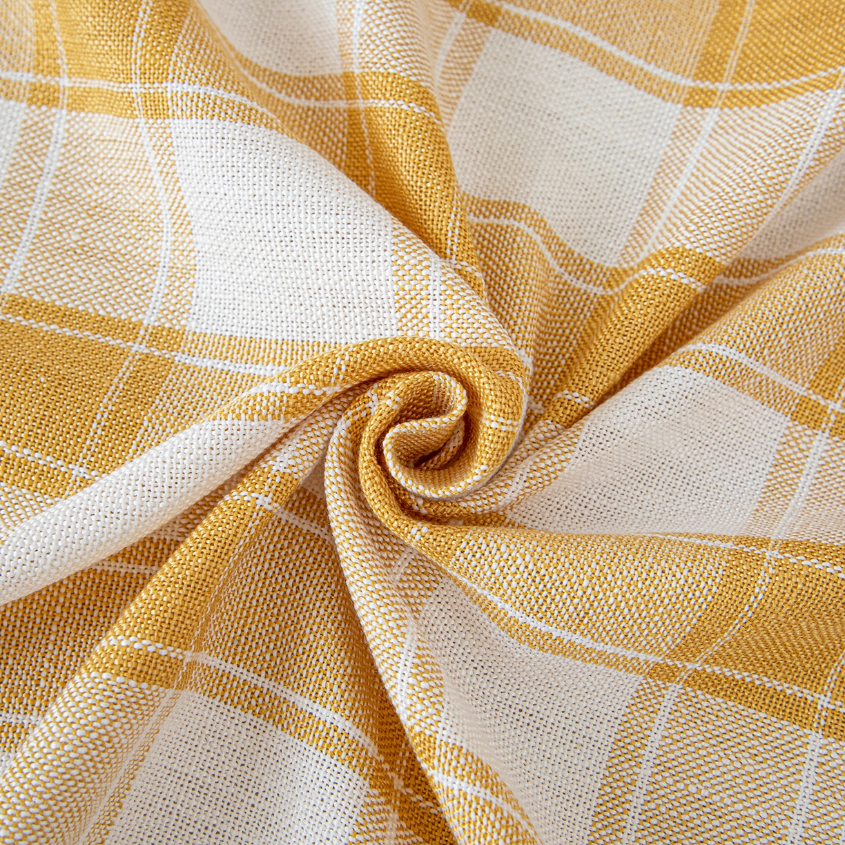 91家纺网 家纺一手货源 找家纺 沐沐家纺 2026新款棋格裙边沙发巾 黄棋格