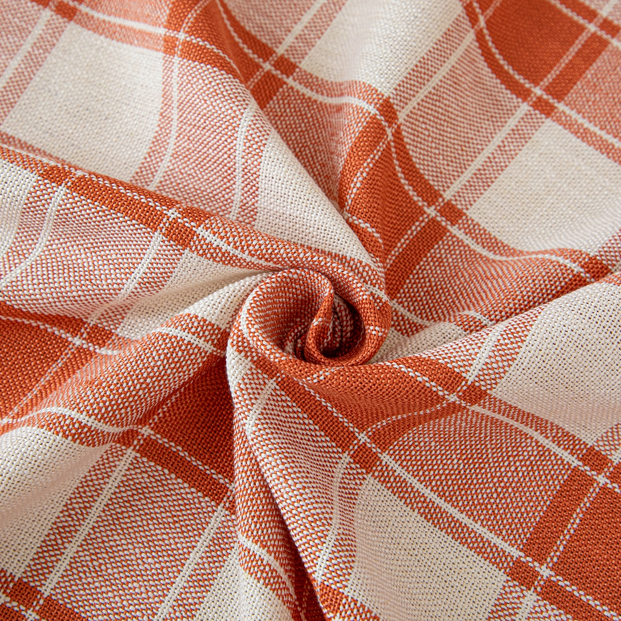 91家纺网 家纺一手货源 找家纺 沐沐家纺 2026新款棋格裙边沙发巾 橘棋格