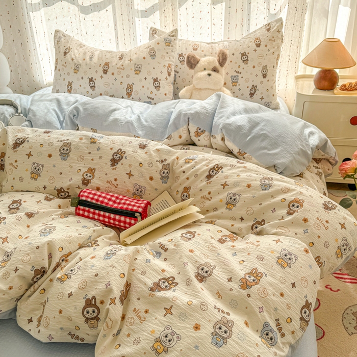 艾特你 2025新款云感双层纱卡通萌趣四件套 遇见-涂鸦布布