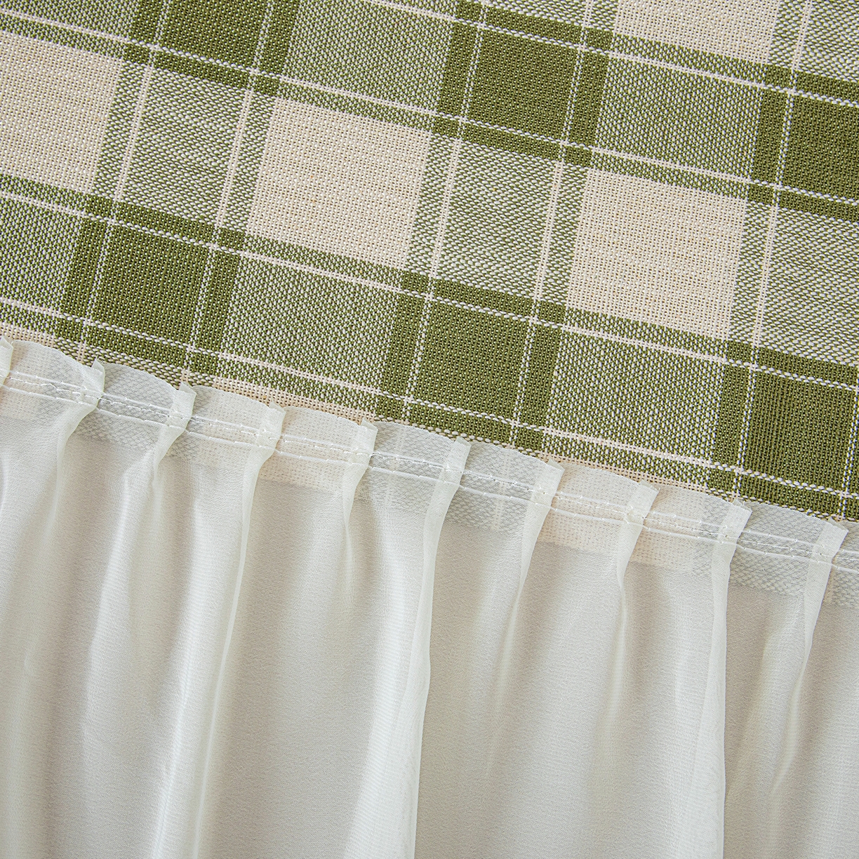 91家纺网 家纺一手货源 找家纺 沐沐家纺 2026新款棋格裙边沙发巾 绿棋格