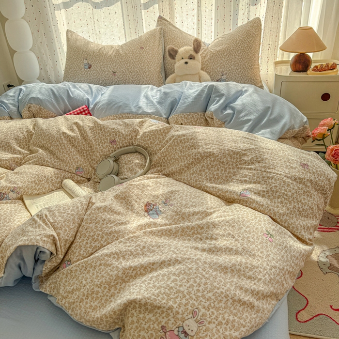 艾特你 2025新款云感双层纱卡通萌趣四件套 遇见-樱桃小兔