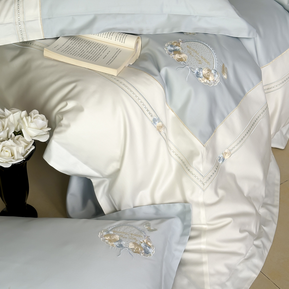 91家纺网 家纺一手货源 找家纺 （总）初拾 2025新款100s全棉小法式刺绣四件套—美杜莎