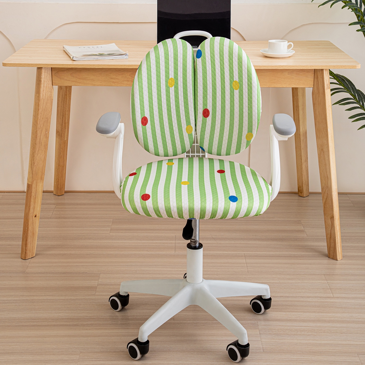 沐沐家纺 2026新款冰豆豆学习椅套 彩色波点