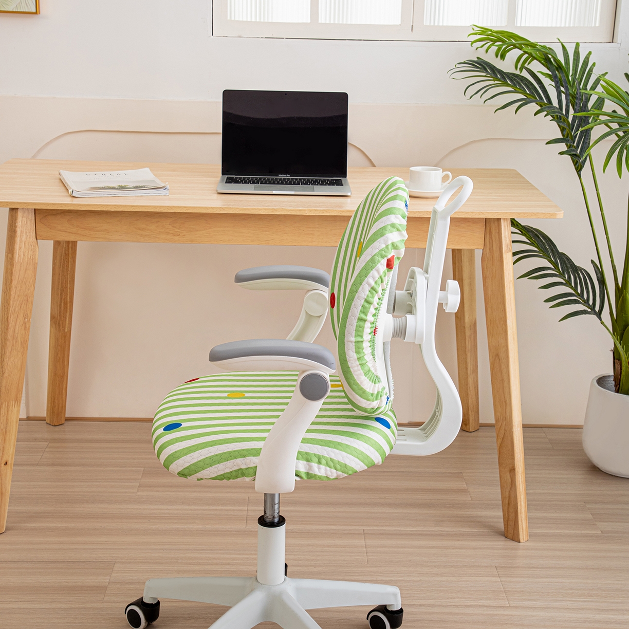 91家纺网 家纺一手货源 找家纺 沐沐家纺 2026新款冰豆豆学习椅套 彩色波点