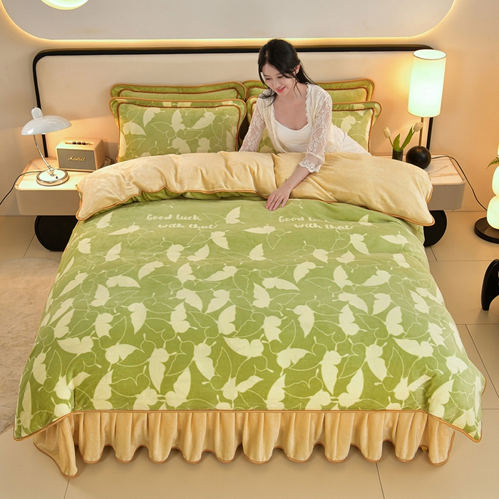 91家纺网 家纺一手货源 找家纺 （总）诺梵家纺 2025新款8斤加厚保暖金貂绒牛奶绒印花四件套