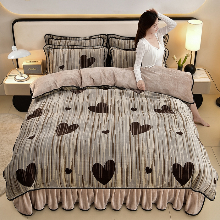 91家纺网 家纺一手货源 找家纺 （总）诺梵家纺 2025新款8斤加厚保暖金貂绒牛奶绒印花四件套