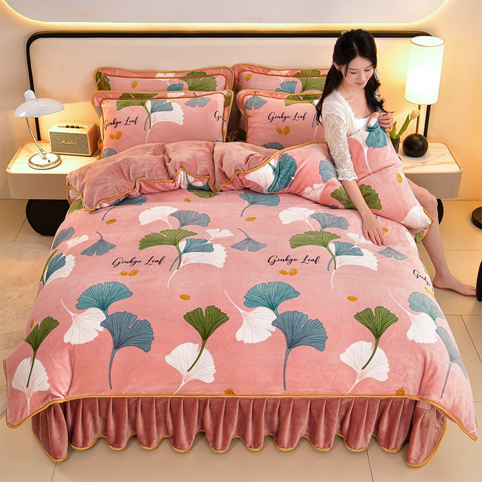 91家纺网 家纺一手货源 找家纺 （总）诺梵家纺 2025新款8斤加厚保暖金貂绒牛奶绒印花四件套