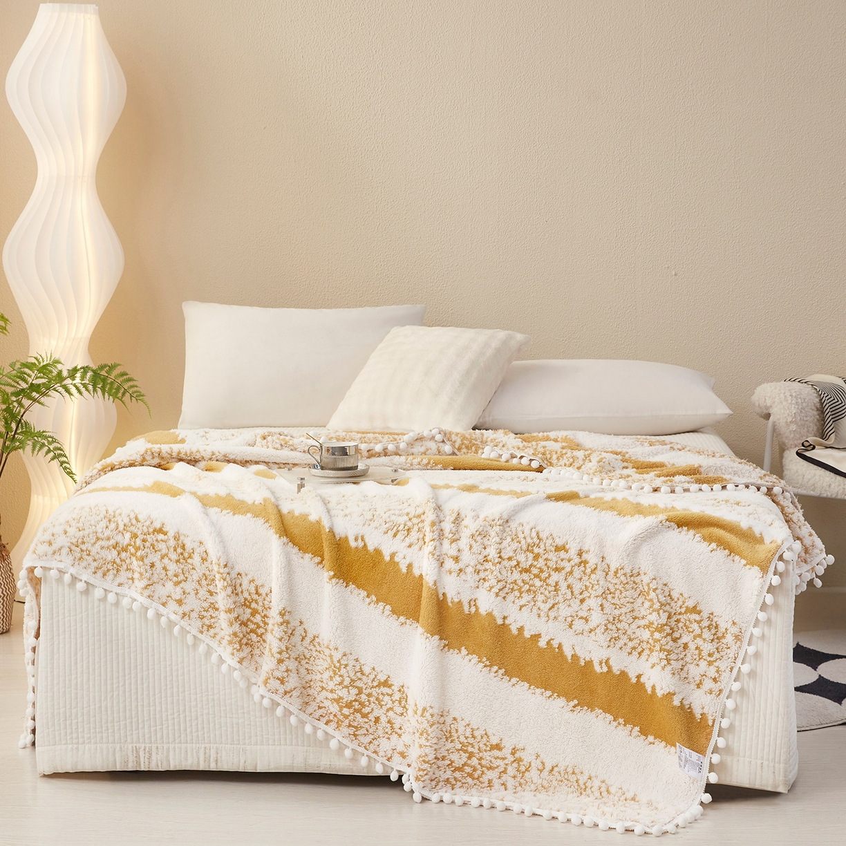 91家纺网 家纺一手货源 找家纺 （总）肖恩毯业 2025新款阳离子双色提花雪球梦语小球毯