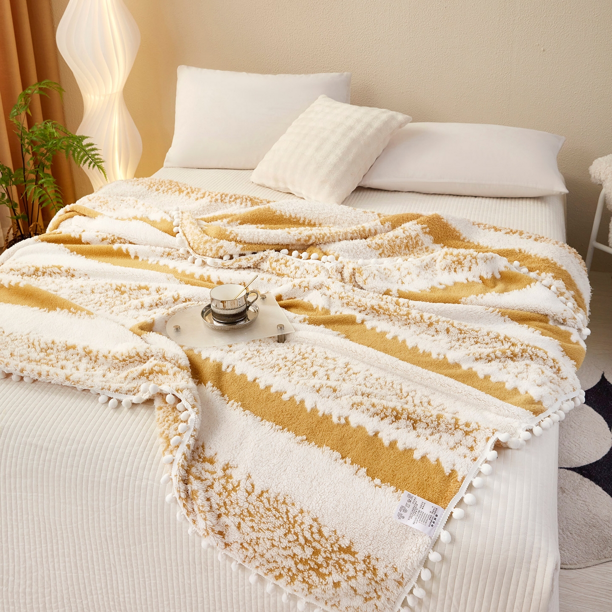 91家纺网 家纺一手货源 找家纺 （总）肖恩毯业 2025新款阳离子双色提花雪球梦语小球毯