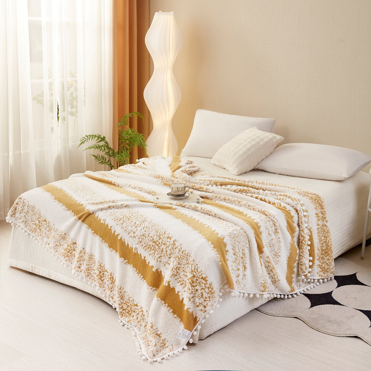 91家纺网 家纺一手货源 找家纺 （总）肖恩毯业 2025新款阳离子双色提花雪球梦语小球毯