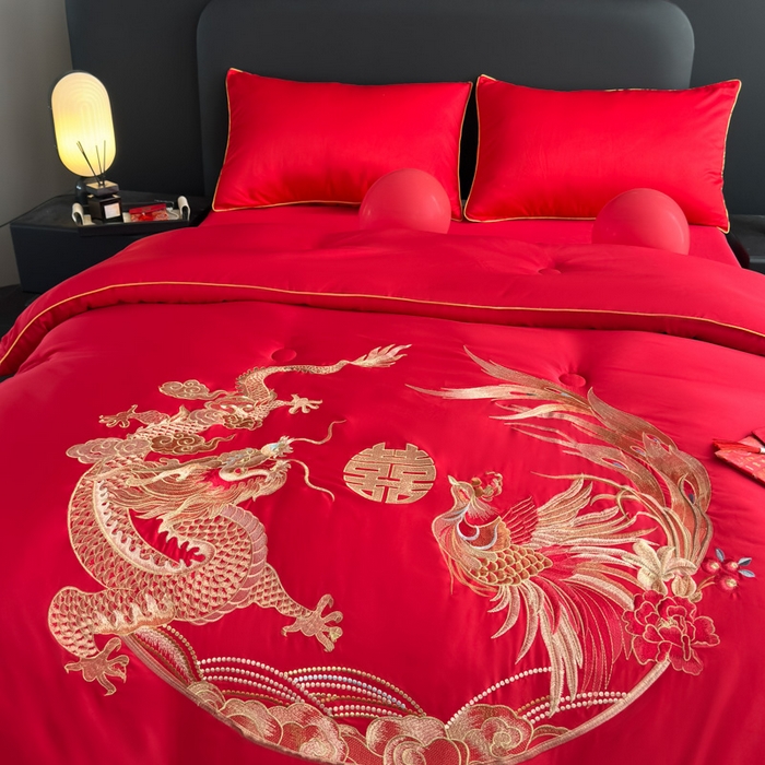 91家纺网 家纺一手货源 找家纺 （总）壹张床 2025新款婚庆被子磨毛绣花大豆春秋被冬被喜被芯