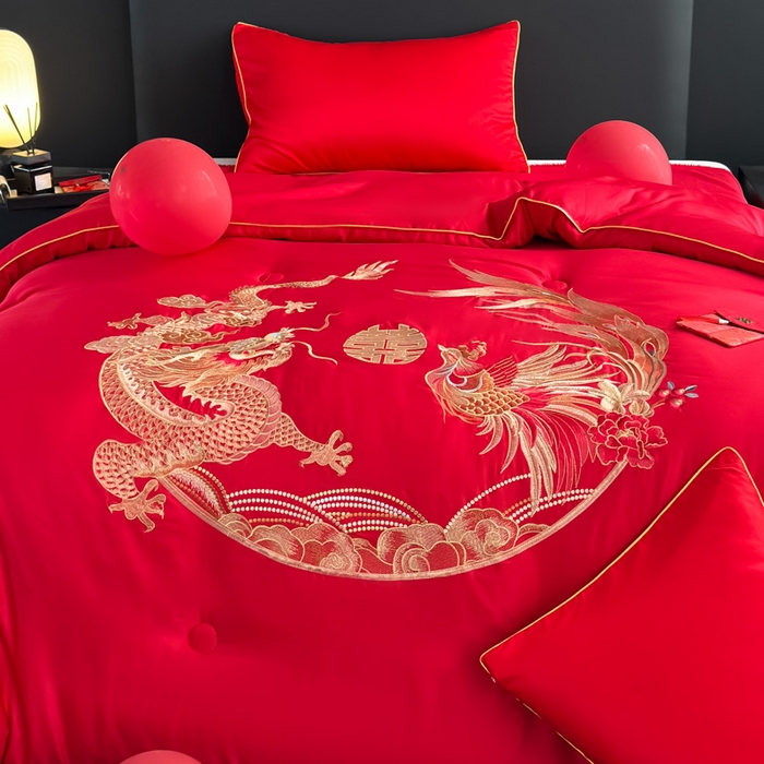 91家纺网 家纺一手货源 找家纺 （总）壹张床 2025新款婚庆被子磨毛绣花大豆春秋被冬被喜被芯