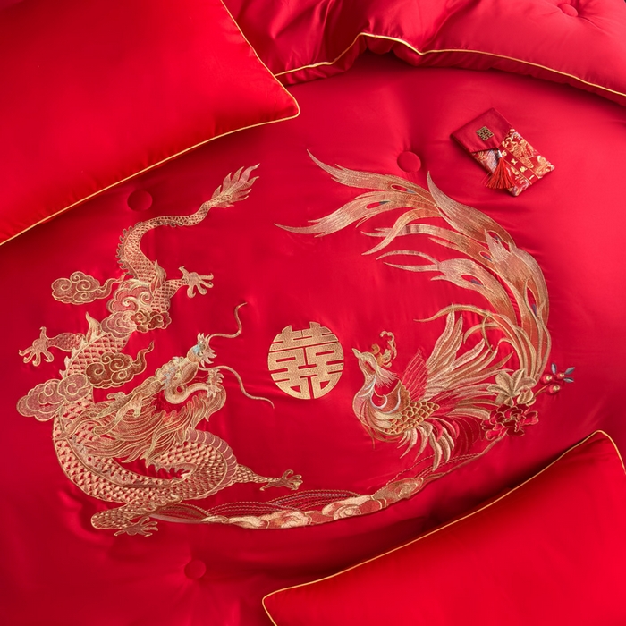 91家纺网 家纺一手货源 找家纺 （总）壹张床 2025新款婚庆被子磨毛绣花大豆春秋被冬被喜被芯