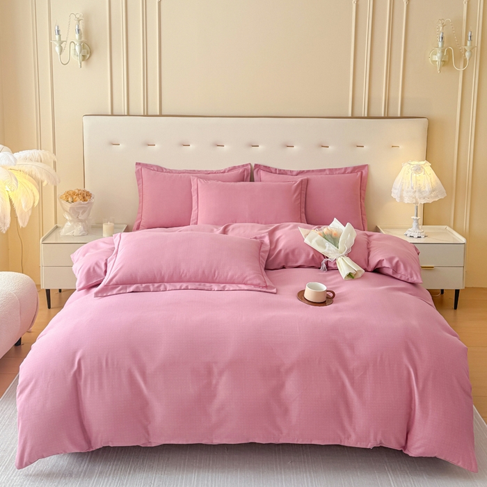 91家纺网 家纺一手货源 找家纺 铭浩 2025新款纯棉棉加厚磨毛升级喷气面料全棉四件套三件套 简纯-豆沙