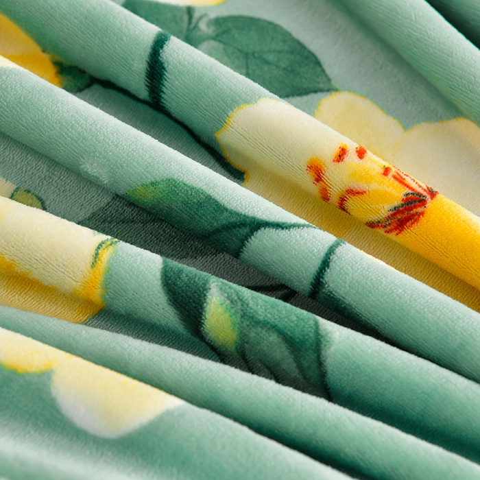 91家纺网 家纺一手货源 找家纺 诺梵家纺 2025新款8斤加厚保暖金貂绒牛奶绒印花四件套锦上添花-绿