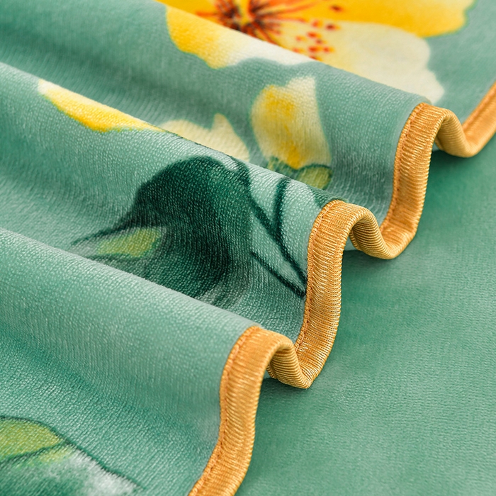 91家纺网 家纺一手货源 找家纺 诺梵家纺 2025新款8斤加厚保暖金貂绒牛奶绒印花四件套锦上添花-绿