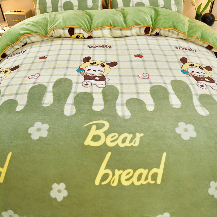 91家纺网 家纺一手货源 找家纺 诺梵家纺 2025新款8斤加厚保暖金貂绒牛奶绒印花四件套萌趣屋