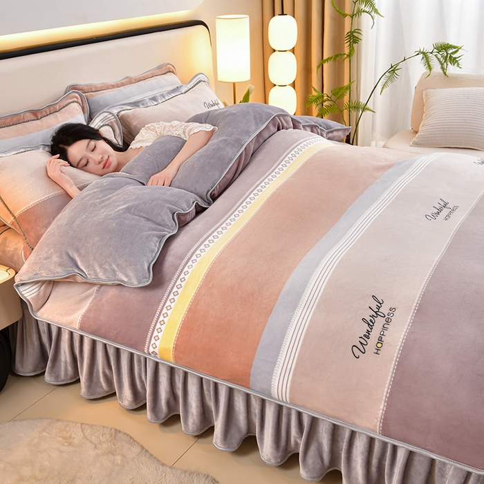 91家纺网 家纺一手货源 找家纺 诺梵家纺 2025新款8斤加厚保暖金貂绒牛奶绒印花四件套轻奢生活