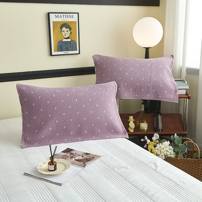 91家纺网 家纺一手货源 找家纺 悦然毛巾被 2025新款全棉纯棉三层纱水洗枕巾 立体格豆纱