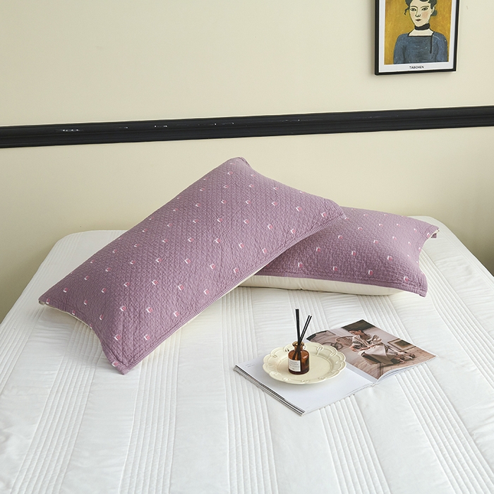 91家纺网 家纺一手货源 找家纺 悦然毛巾被 2025新款全棉纯棉三层纱水洗枕巾 立体格豆纱