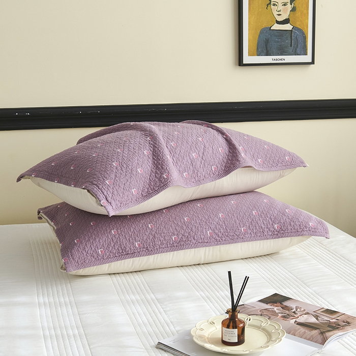 91家纺网 家纺一手货源 找家纺 悦然毛巾被 2025新款全棉纯棉三层纱水洗枕巾 立体格豆纱