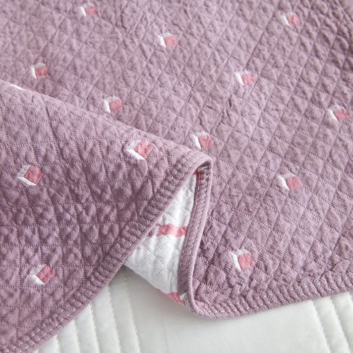 91家纺网 家纺一手货源 找家纺 悦然毛巾被 2025新款全棉纯棉三层纱水洗枕巾 立体格豆纱