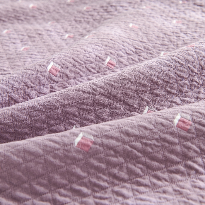 91家纺网 家纺一手货源 找家纺 悦然毛巾被 2025新款全棉纯棉三层纱水洗枕巾 立体格豆纱