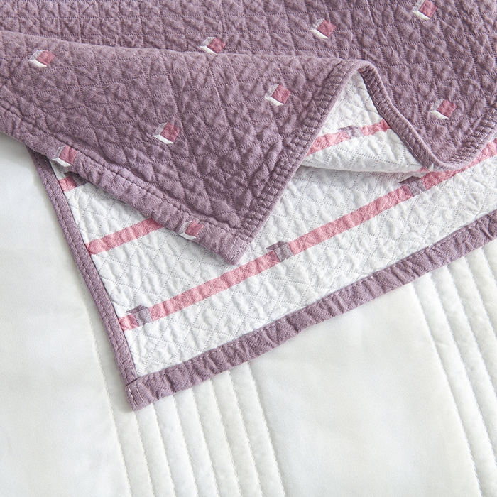 91家纺网 家纺一手货源 找家纺 悦然毛巾被 2025新款全棉纯棉三层纱水洗枕巾 立体格豆纱