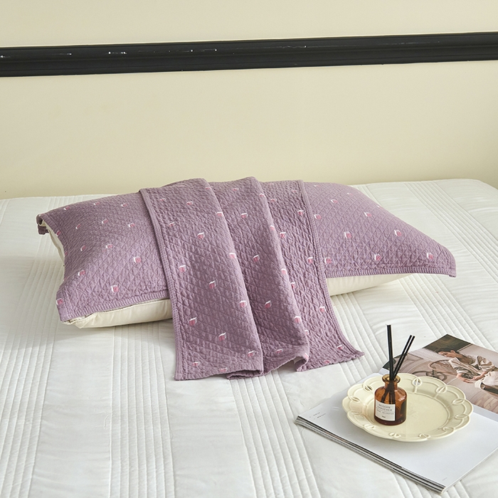 91家纺网 家纺一手货源 找家纺 悦然毛巾被 2025新款全棉纯棉三层纱水洗枕巾 立体格豆纱