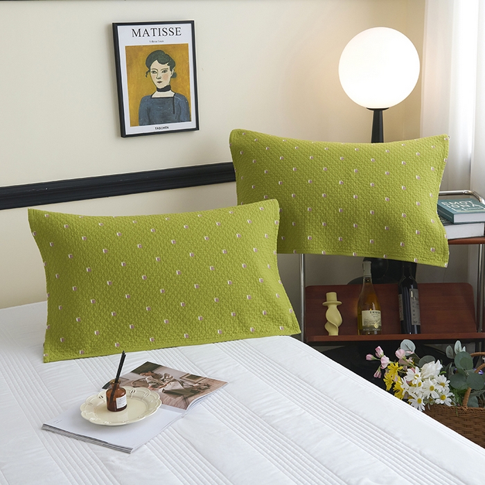 91家纺网 家纺一手货源 找家纺 悦然毛巾被 2025新款全棉纯棉三层纱水洗枕巾 立体格浅黄