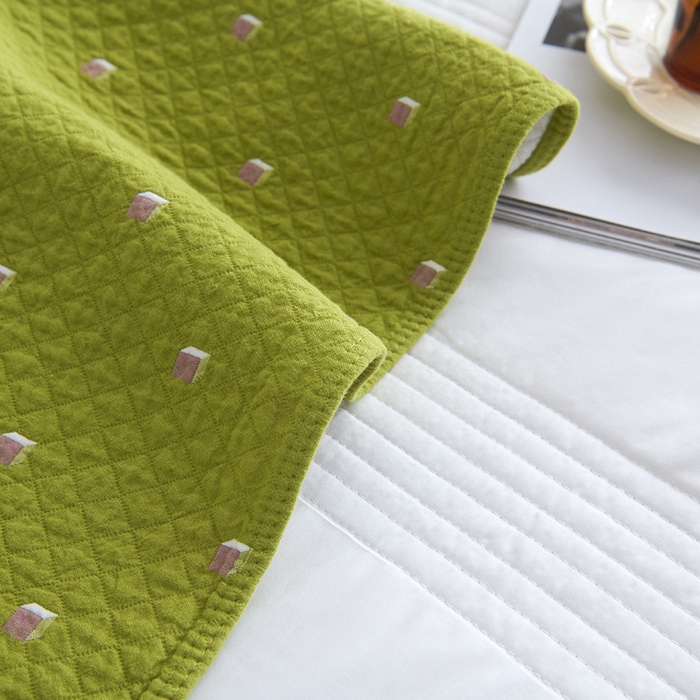 91家纺网 家纺一手货源 找家纺 悦然毛巾被 2025新款全棉纯棉三层纱水洗枕巾 立体格浅黄