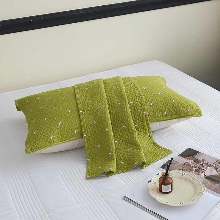 91家纺网 家纺一手货源 找家纺 悦然毛巾被 2025新款全棉纯棉三层纱水洗枕巾 立体格浅黄