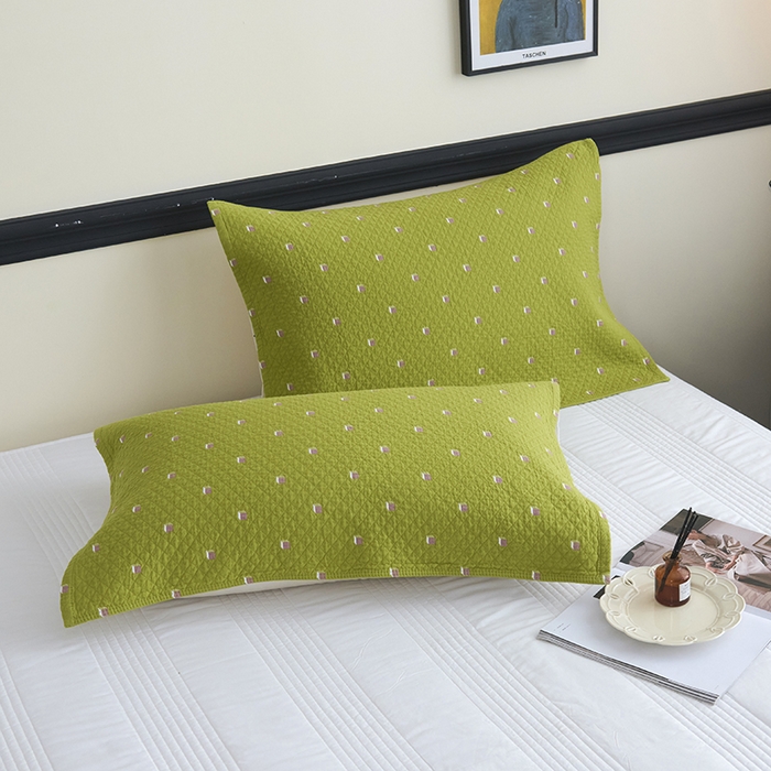 91家纺网 家纺一手货源 找家纺 悦然毛巾被 2025新款全棉纯棉三层纱水洗枕巾 立体格浅黄