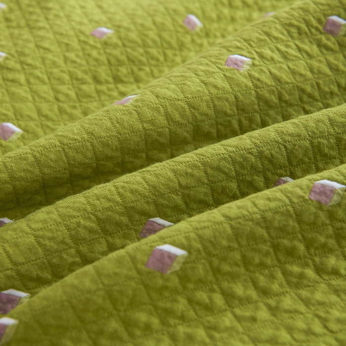 91家纺网 家纺一手货源 找家纺 悦然毛巾被 2025新款全棉纯棉三层纱水洗枕巾 立体格浅黄