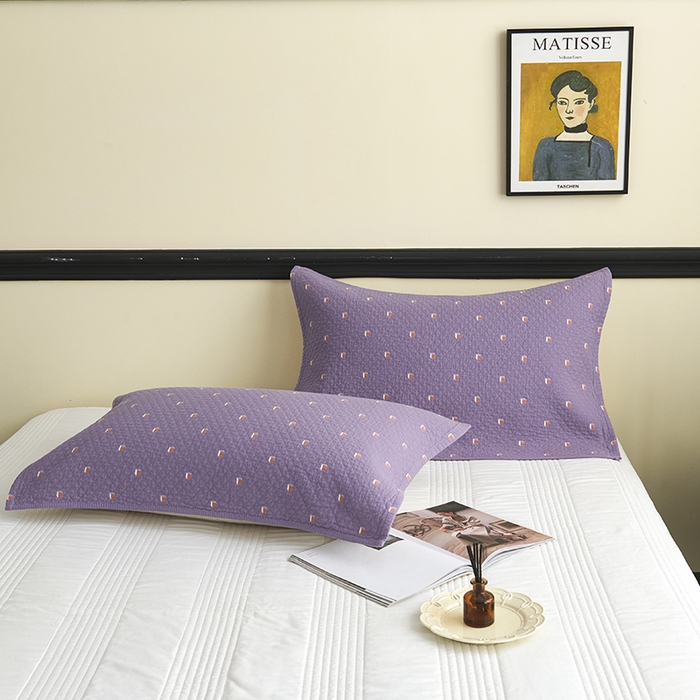 91家纺网 家纺一手货源 找家纺 悦然毛巾被 2025新款全棉纯棉三层纱水洗枕巾 立体格紫