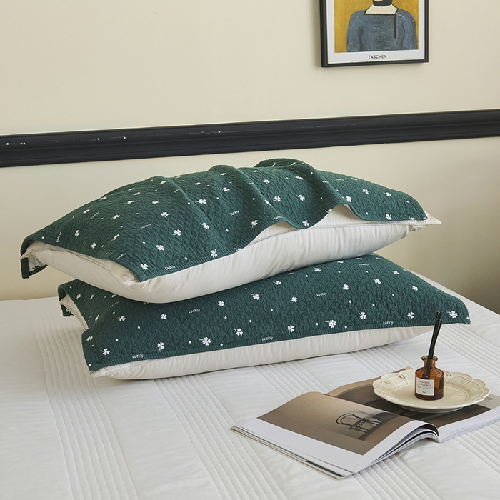 91家纺网 家纺一手货源 找家纺 悦然毛巾被 2025新款全棉纯棉三层纱水洗枕巾 银杏叶草绿