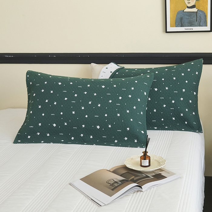 91家纺网 家纺一手货源 找家纺 悦然毛巾被 2025新款全棉纯棉三层纱水洗枕巾 银杏叶草绿