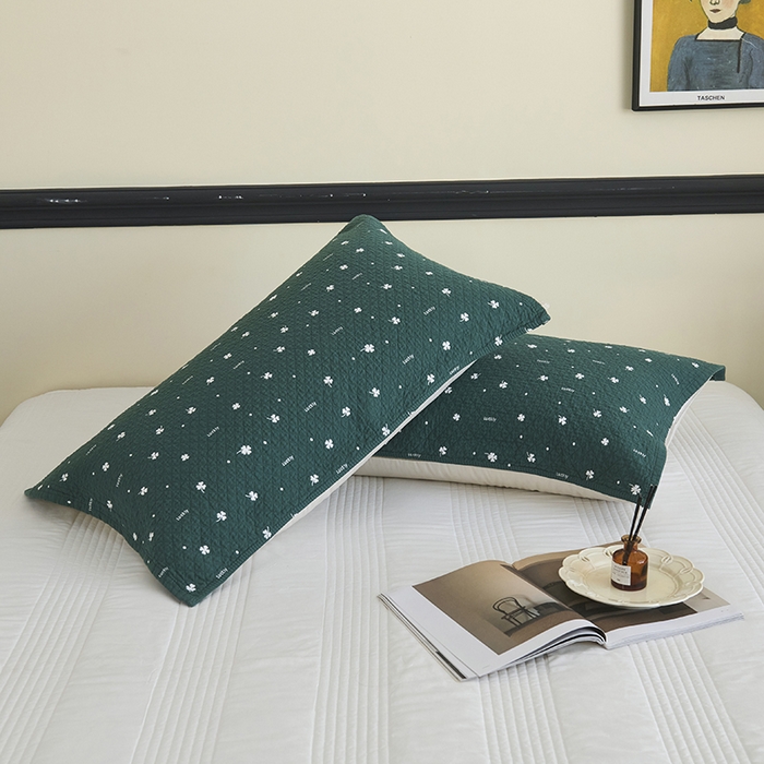 91家纺网 家纺一手货源 找家纺 悦然毛巾被 2025新款全棉纯棉三层纱水洗枕巾 银杏叶草绿