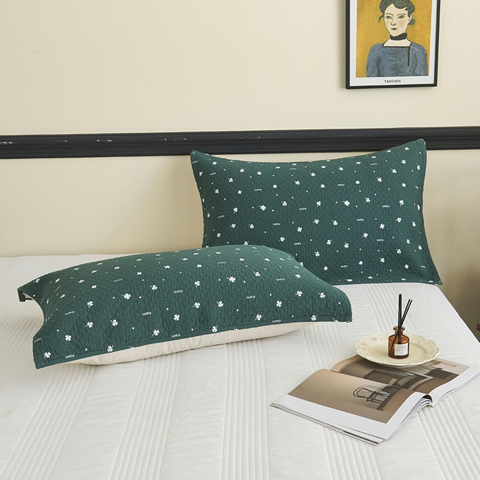 91家纺网 家纺一手货源 找家纺 悦然毛巾被 2025新款全棉纯棉三层纱水洗枕巾 银杏叶草绿