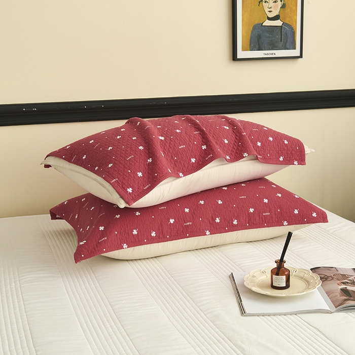 91家纺网 家纺一手货源 找家纺 悦然毛巾被 2025新款全棉纯棉三层纱水洗枕巾 银杏叶红