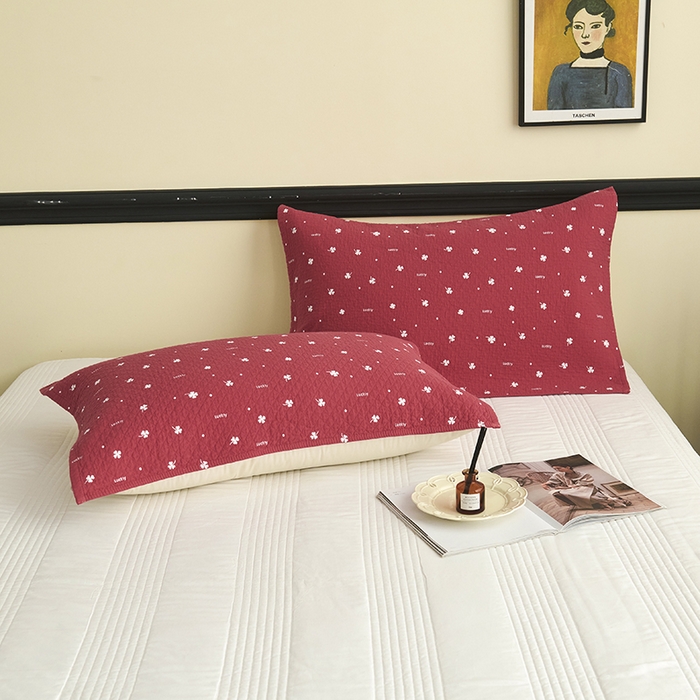 91家纺网 家纺一手货源 找家纺 悦然毛巾被 2025新款全棉纯棉三层纱水洗枕巾 银杏叶红